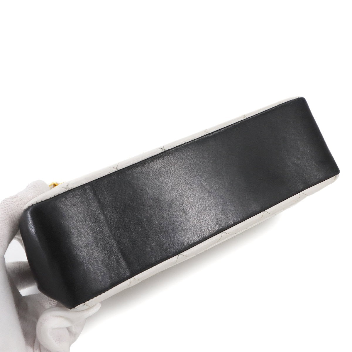 RARE Vintage Chanel Matelassé Medium Black and White Leather Chain Shoulder Bag (1989-1991)