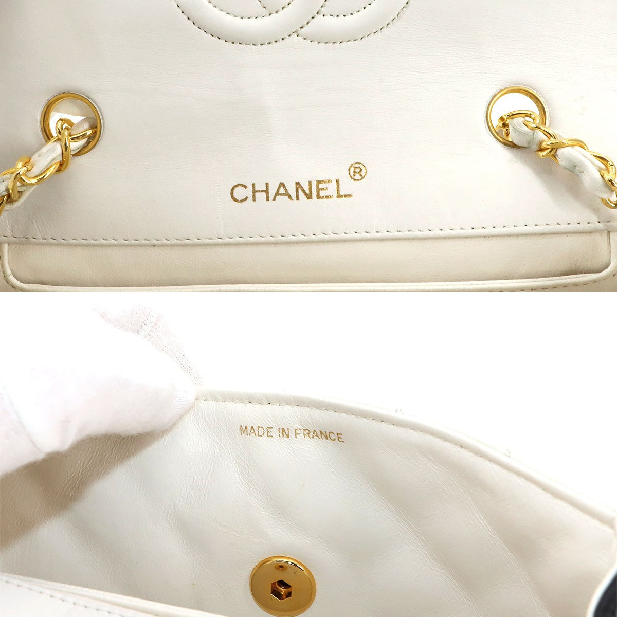 RARE Vintage Chanel Matelassé Medium Black and White Leather Chain Shoulder Bag (1989-1991)