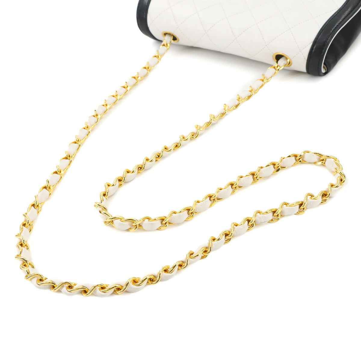 RARE Vintage Chanel Matelassé Medium Black and White Leather Chain Shoulder Bag (1989-1991)