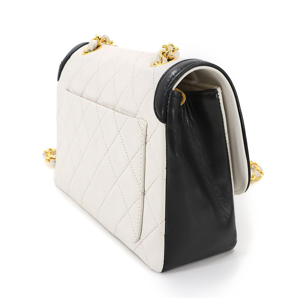 RARE Vintage Chanel Matelassé Medium Black and White Leather Chain Shoulder Bag (1989-1991)