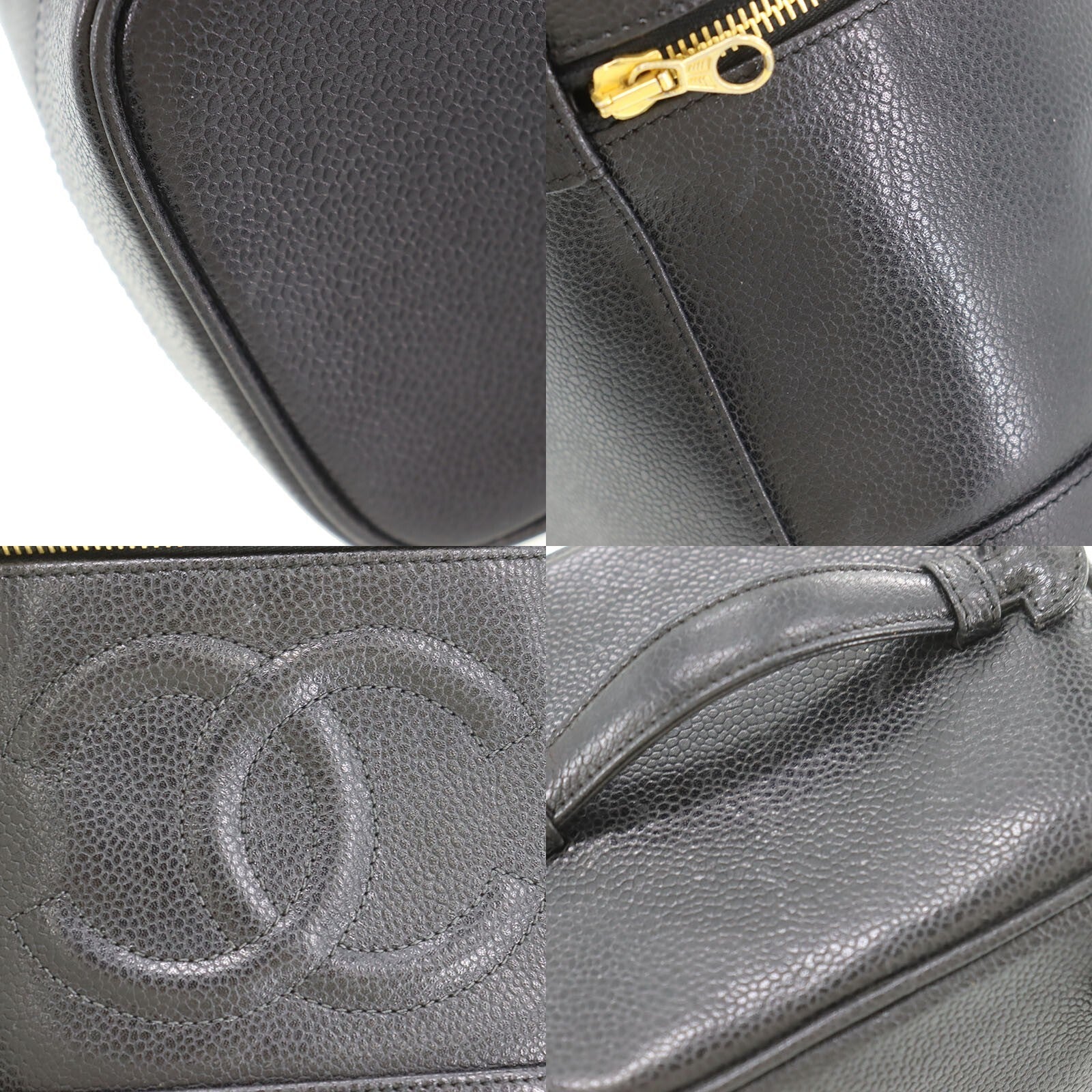 CHANEL Black Caviar Leather CC Vanity Case Bag