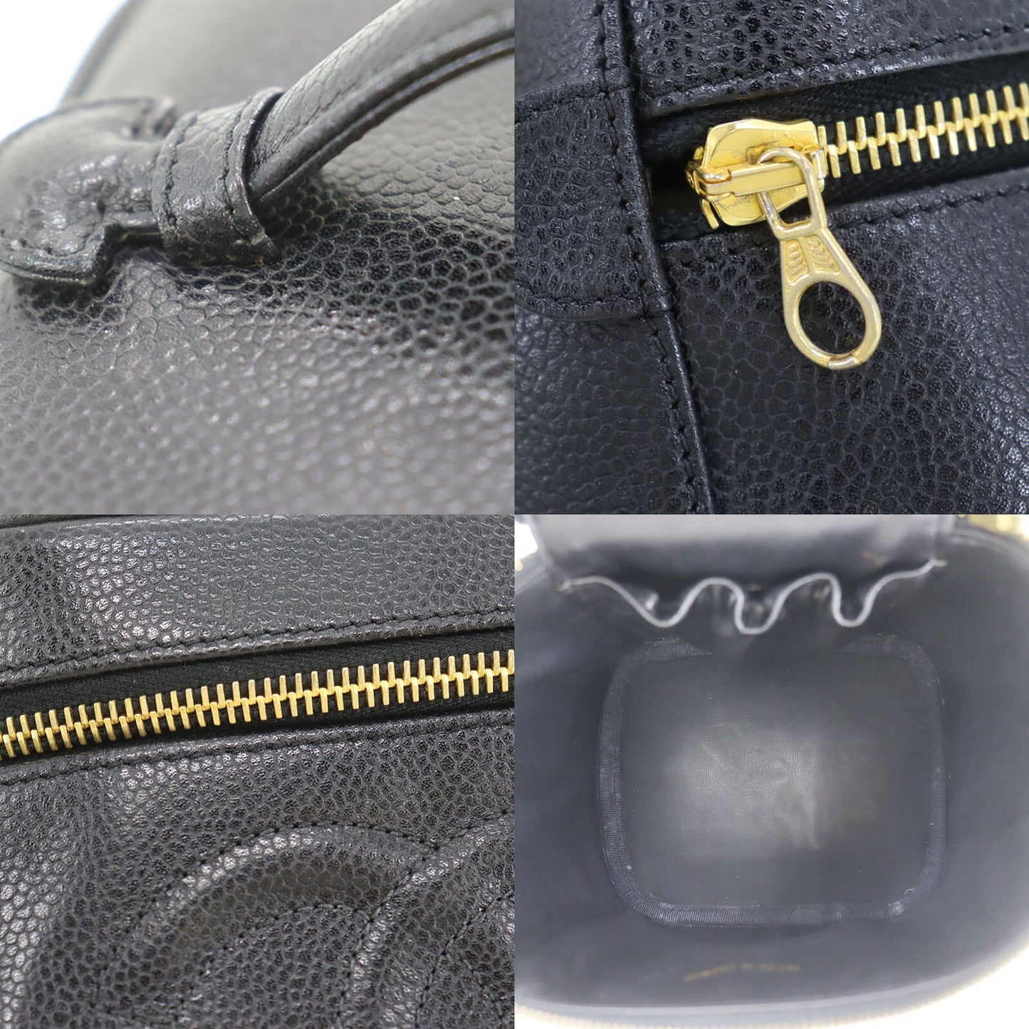 CHANEL Black Caviar Leather CC Vanity Case Bag