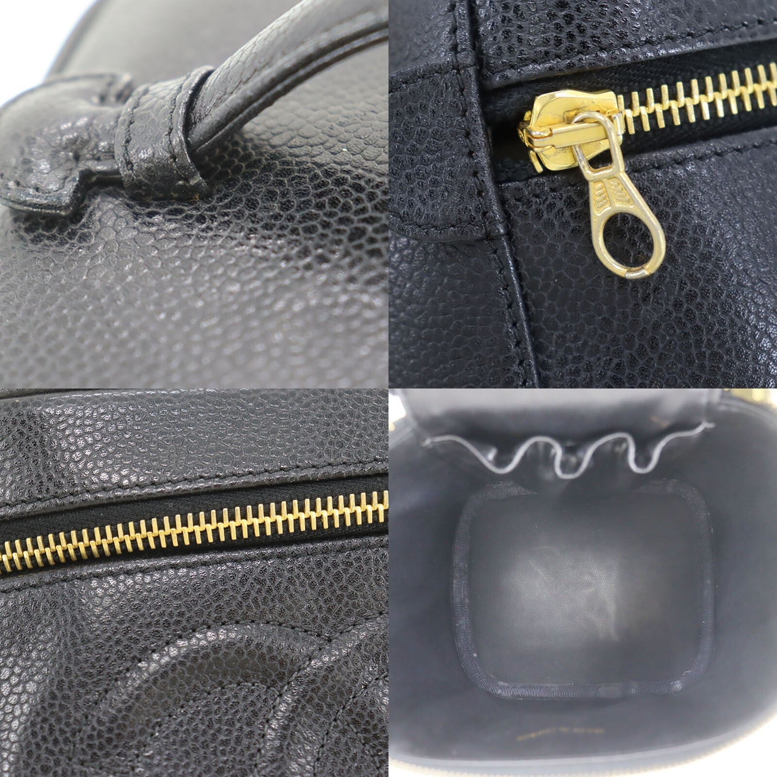 CHANEL Black Caviar Leather CC Vanity Case Bag