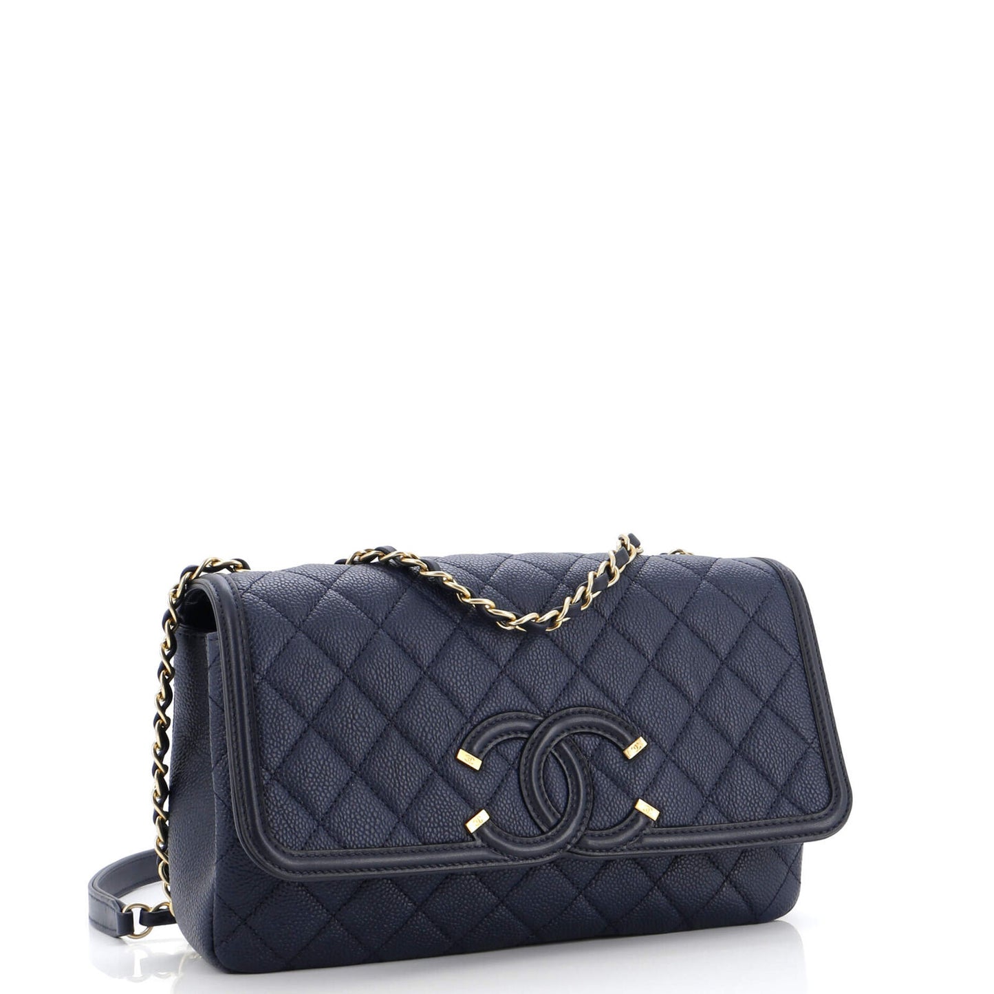 CHANEL Filigree Medium Flap Quilted Caviar Bag