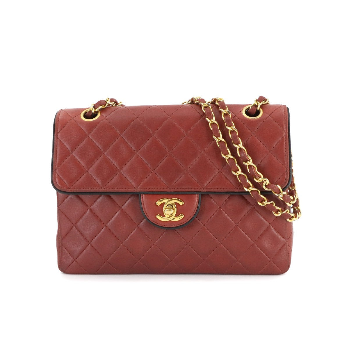 Vintage Chanel Matelassé Medium Red Leather Chain Shoulder Bag (1989-1991)