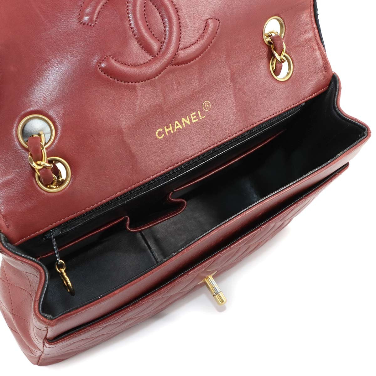 Vintage Chanel Matelassé Medium Red Leather Chain Shoulder Bag (1989-1991)