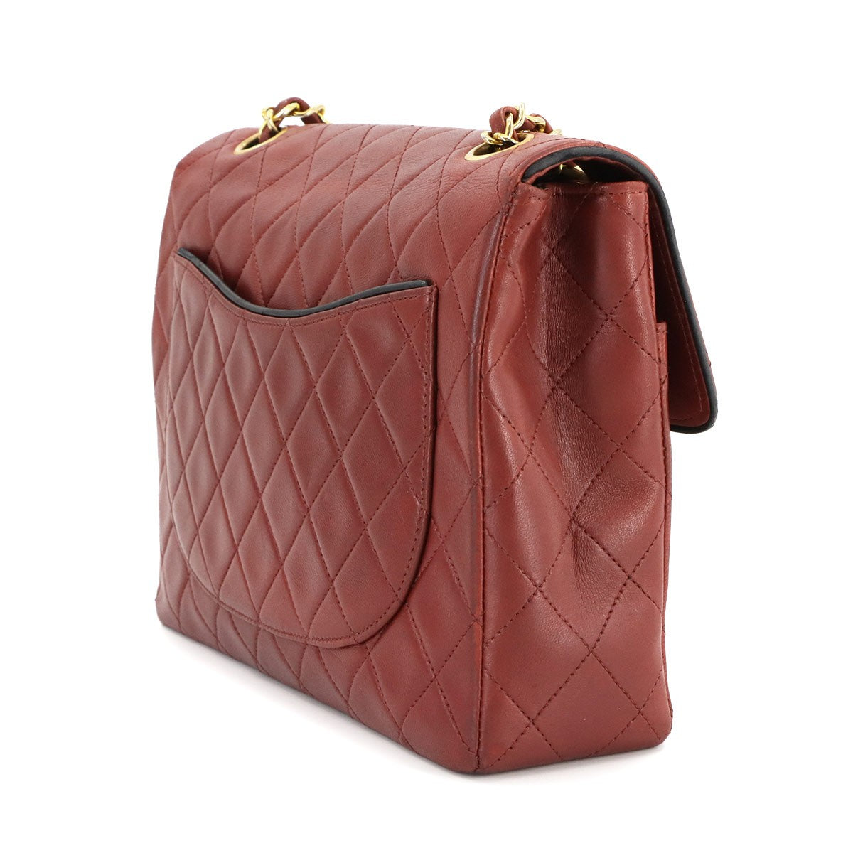 Vintage Chanel Matelassé Medium Red Leather Chain Shoulder Bag (1989-1991)