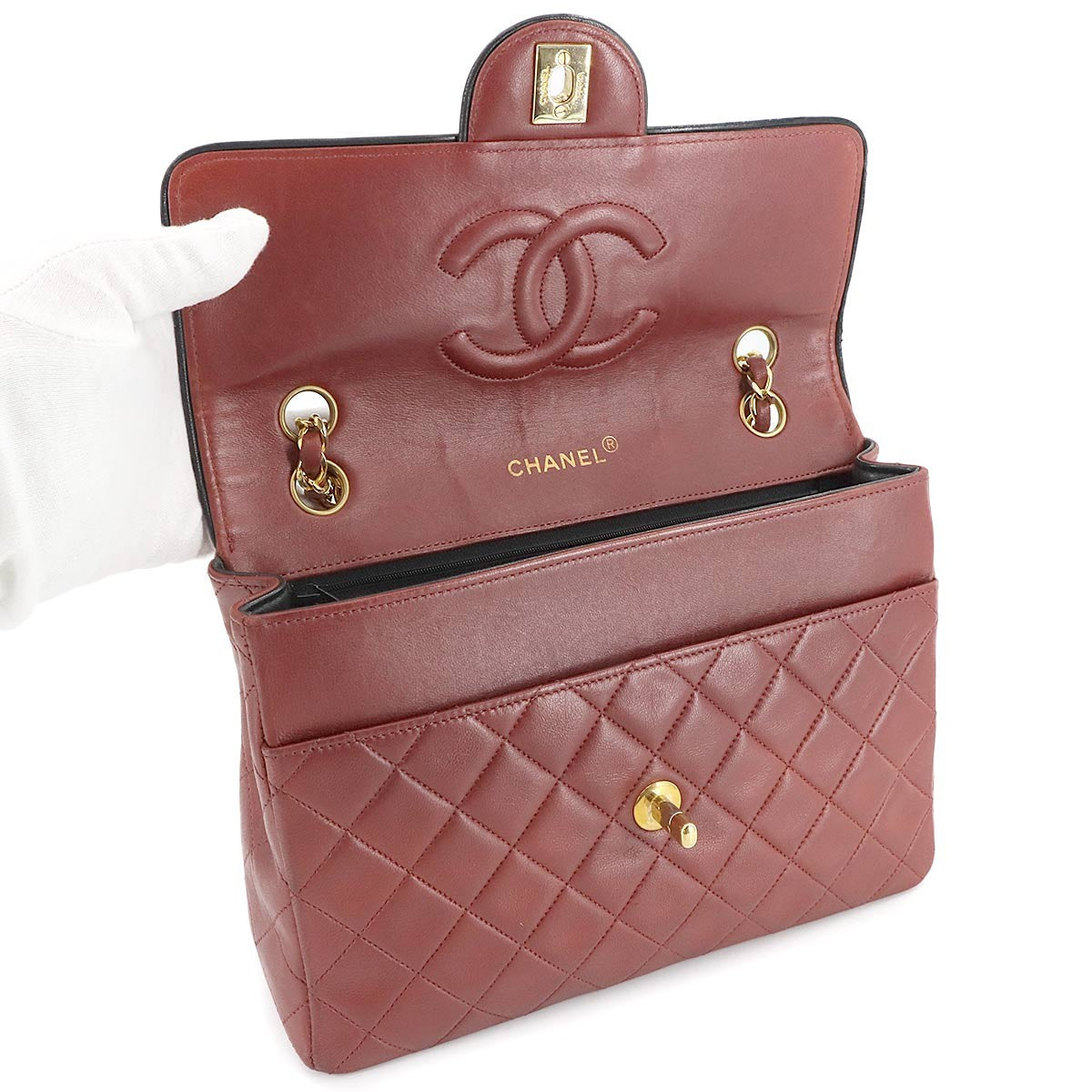 Vintage Chanel Matelassé Medium Red Leather Chain Shoulder Bag (1989-1991)