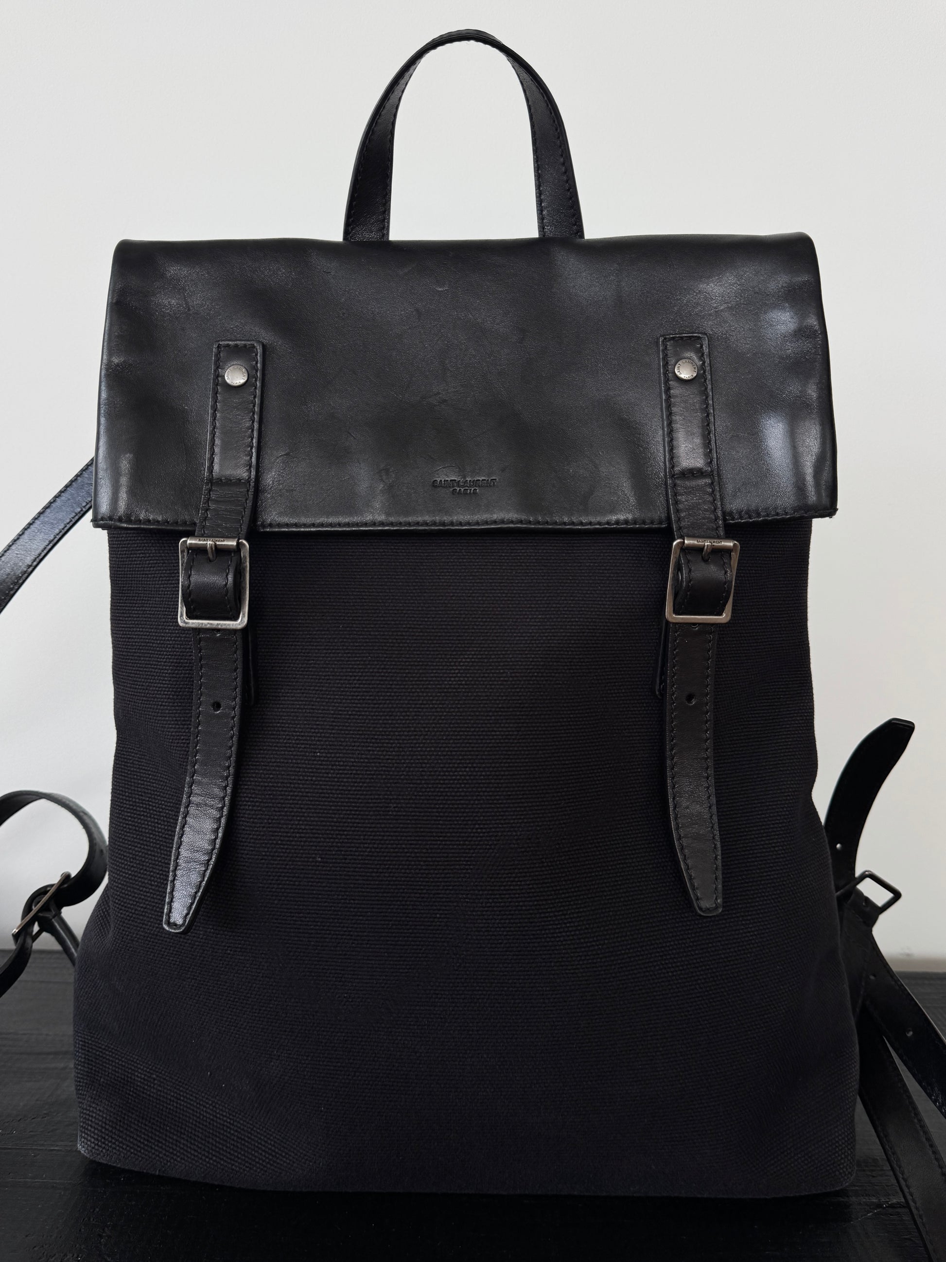 YSL Canvas and Leather Backpack