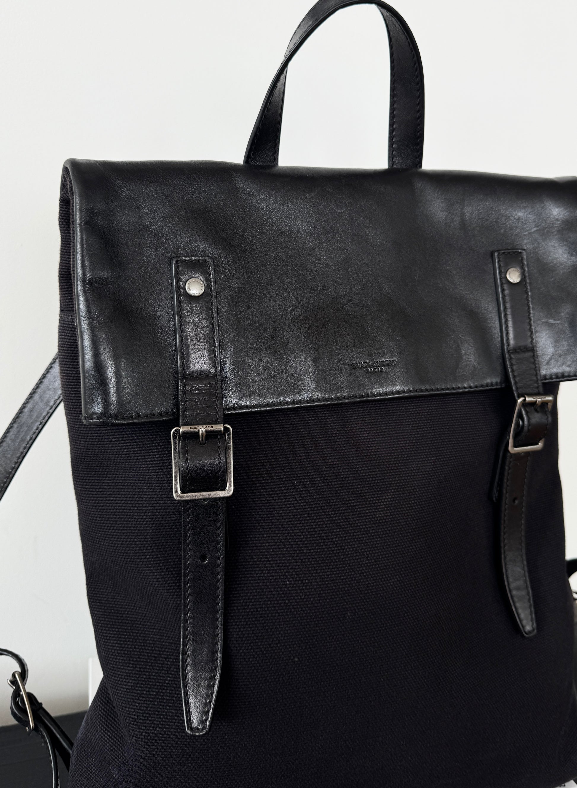 YSL Canvas and Leather Backpack
